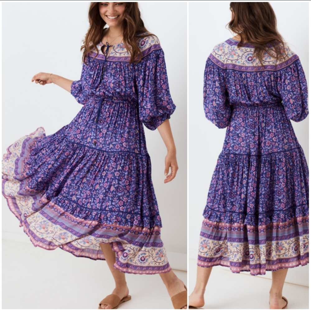 🔥LAST 1🔥NWT SPELL DAHLIA GOWN PURPLE HAZE - Picture 3 of 8